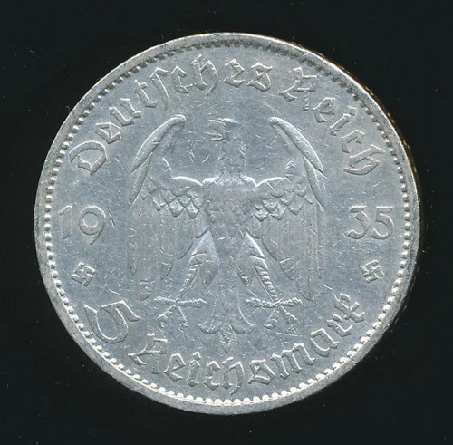 SOLD - 1935 Dated 5 Reichsmark Coin