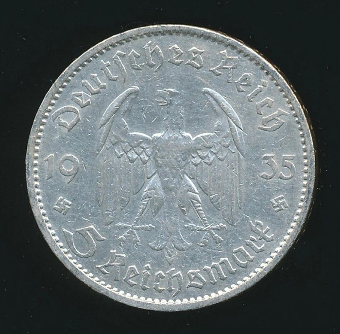 SOLD - 1935 Dated 5 Reichsmark Coin