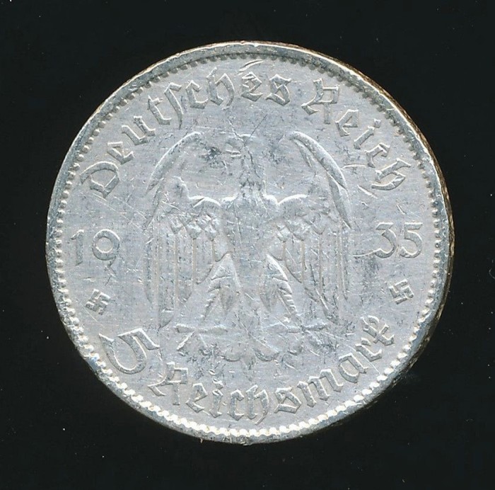 SOLD - 1935 Dated 5 Reichsmark Coin