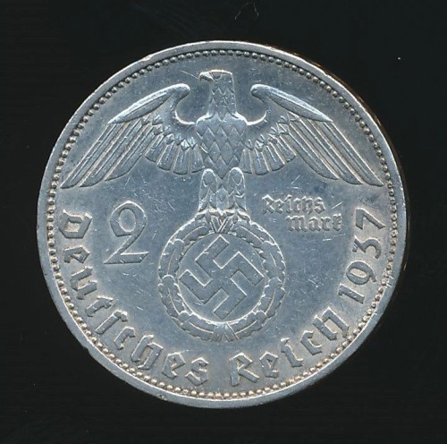 SOLD - 1937 Dated 2 Reichsmark Coin