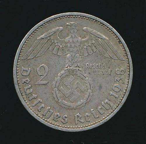 SOLD - 1938 Dated 2 Reichsmark Coin