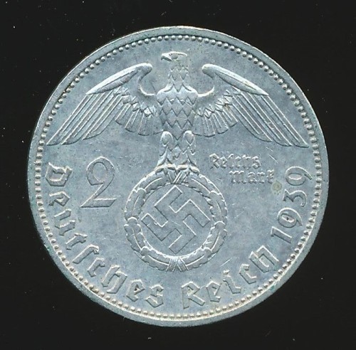 SOLD - 1939 Dated 2 Reichsmark Coin