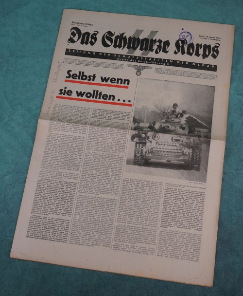 SOLD - 1944 Issue of SS Newspaper Das Schwarze Korps