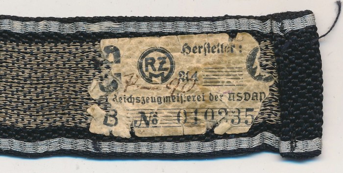 SOLD - Der Führer Regiment Cuff Title in Flatwire w/ RZM Tag - Image 4