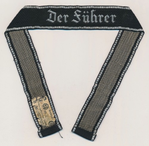 SOLD - Der Führer Regiment Cuff Title in Flatwire w/ RZM Tag