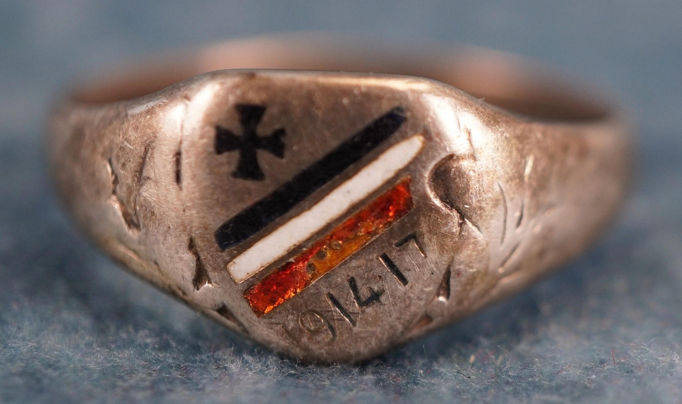 SOLD - Iron Cross & Tri Color Themed Ring - Image 2