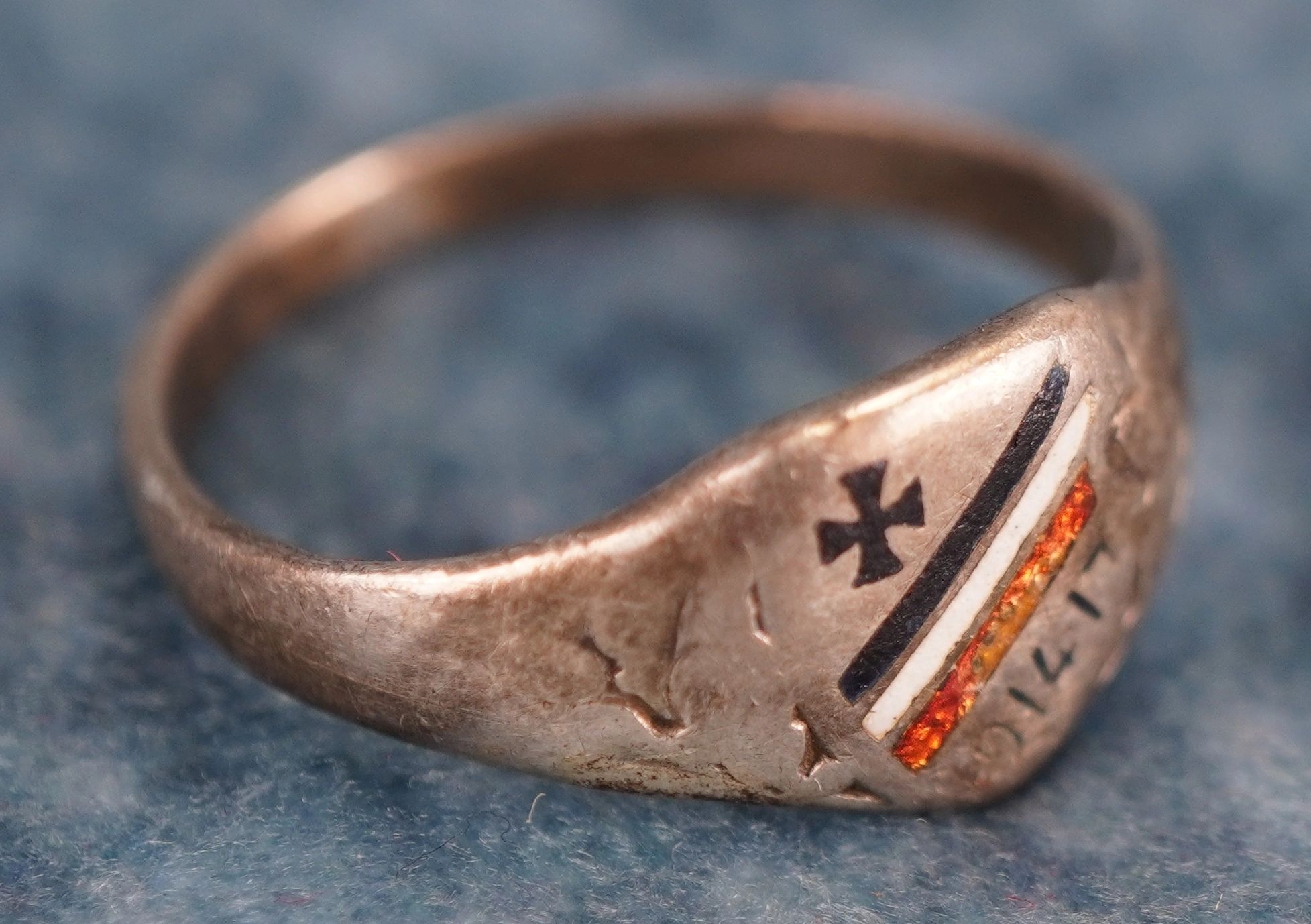 SOLD - Iron Cross & Tri Color Themed Ring - Image 3