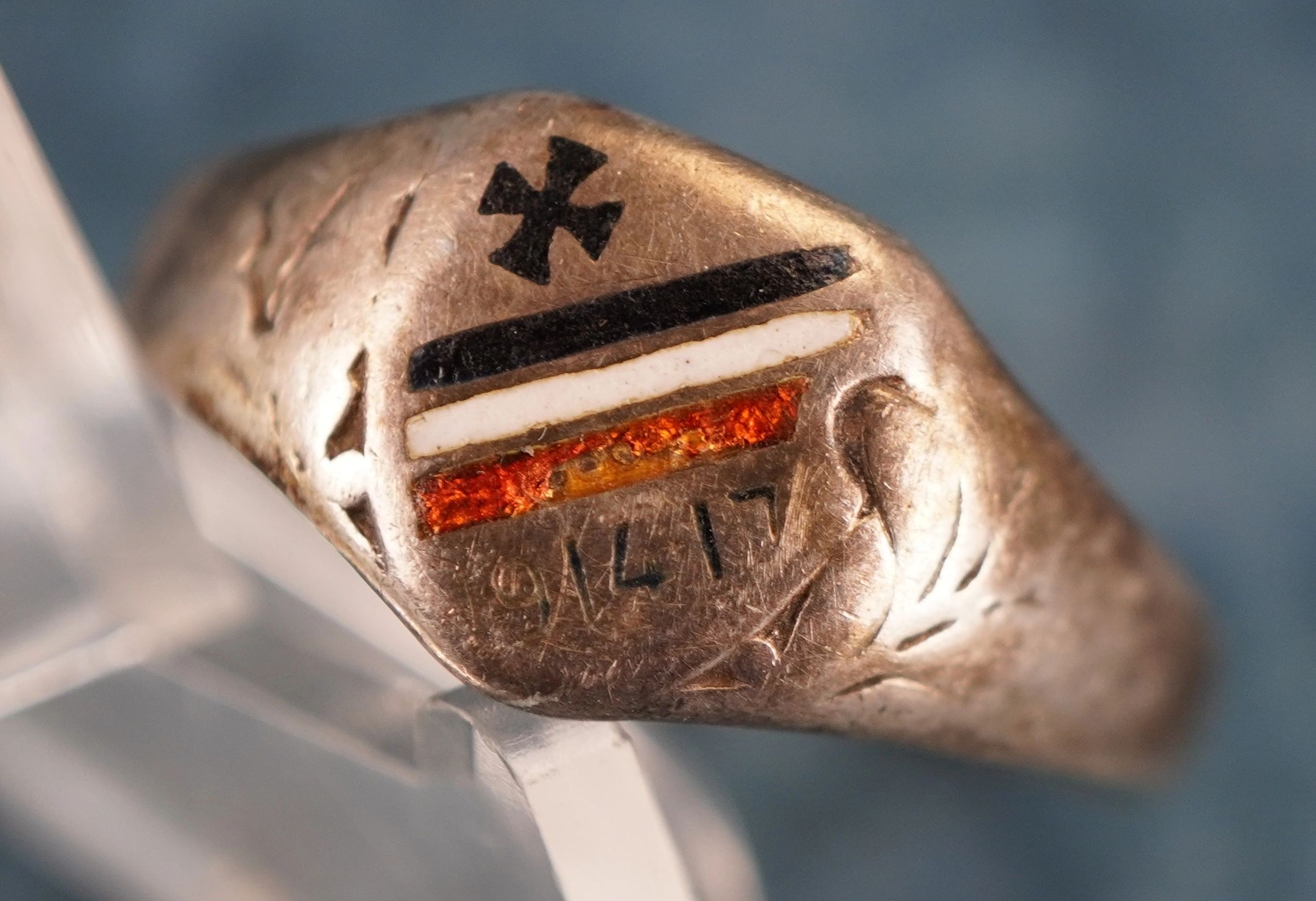SOLD - Iron Cross & Tri Color Themed Ring - Image 7