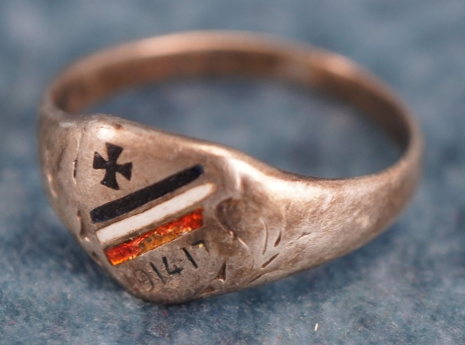 SOLD - Iron Cross & Tri Color Themed Ring