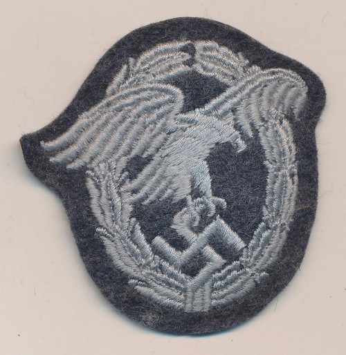 SOLD - Padded Luftwaffe Observer Badge in Cloth