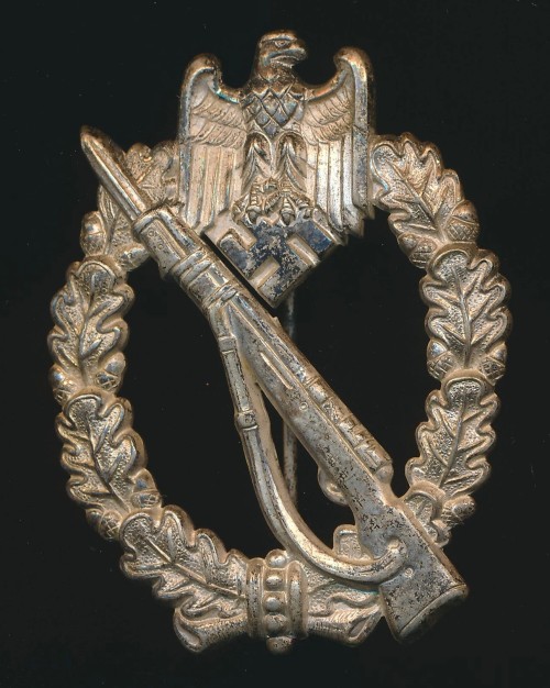 SOLD - RARE L/18 Marked Infantry Assault Badge in Silver in Tombak