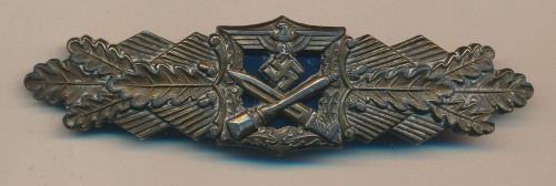 SOLD - ULTRA RARE BLUE BACKPLATE A.G.M.u.K. Marked Close Combat Clasp in Bronze