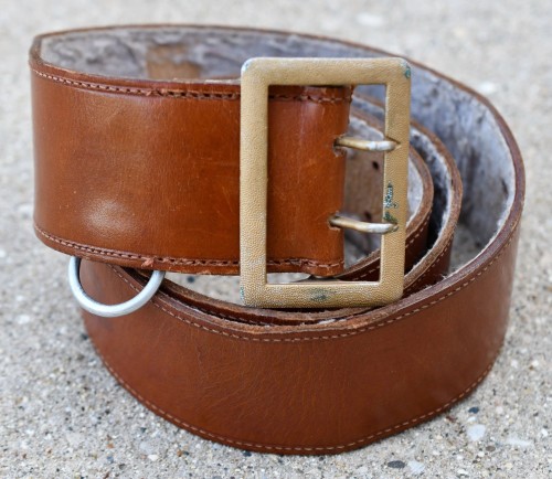 Wehrmacht General Double Claw Brown Leather Belt w/ Gold Buckle
